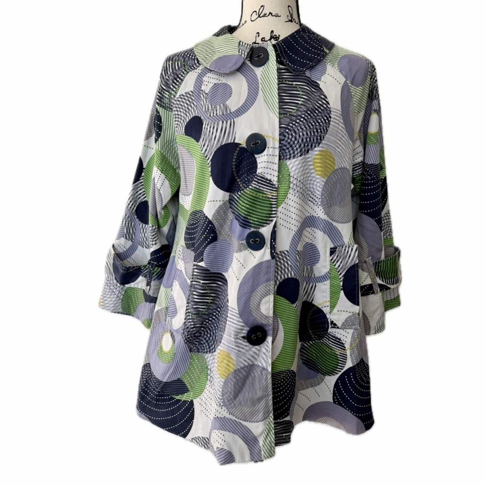 Demanding by Say What Swing Coat Abstract Desigual Sz L Flare Sleeves Gypsy Core